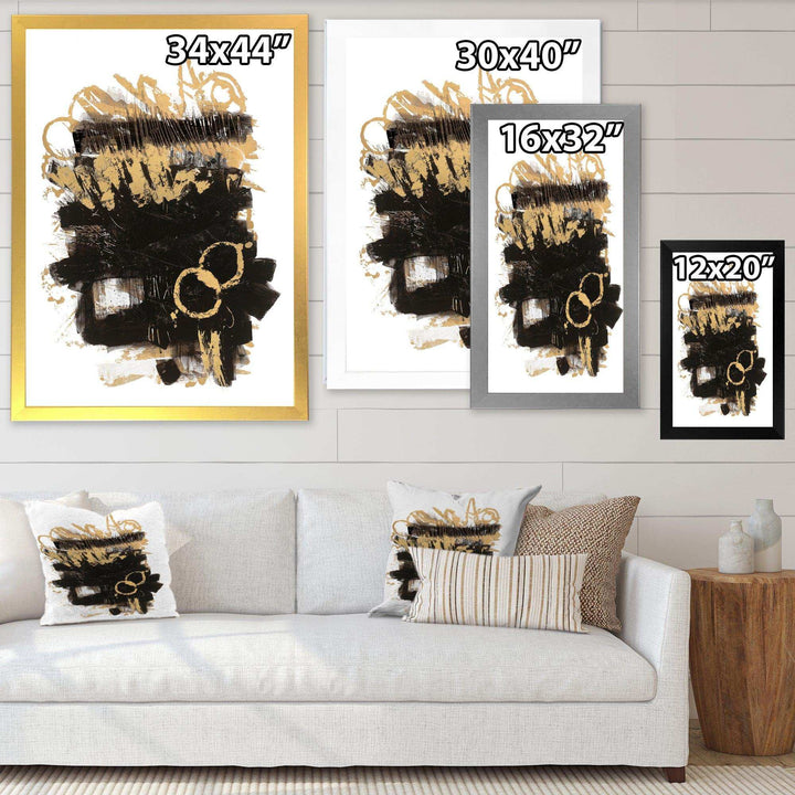 Gold and Black drift II - Modern Living Room Wall Decor