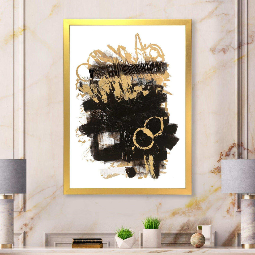 Gold and Black drift II - Modern Living Room Wall Decor
