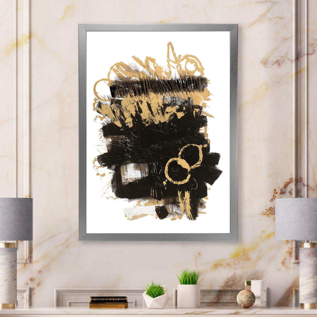 Gold and Black drift II - Modern Living Room Wall Decor