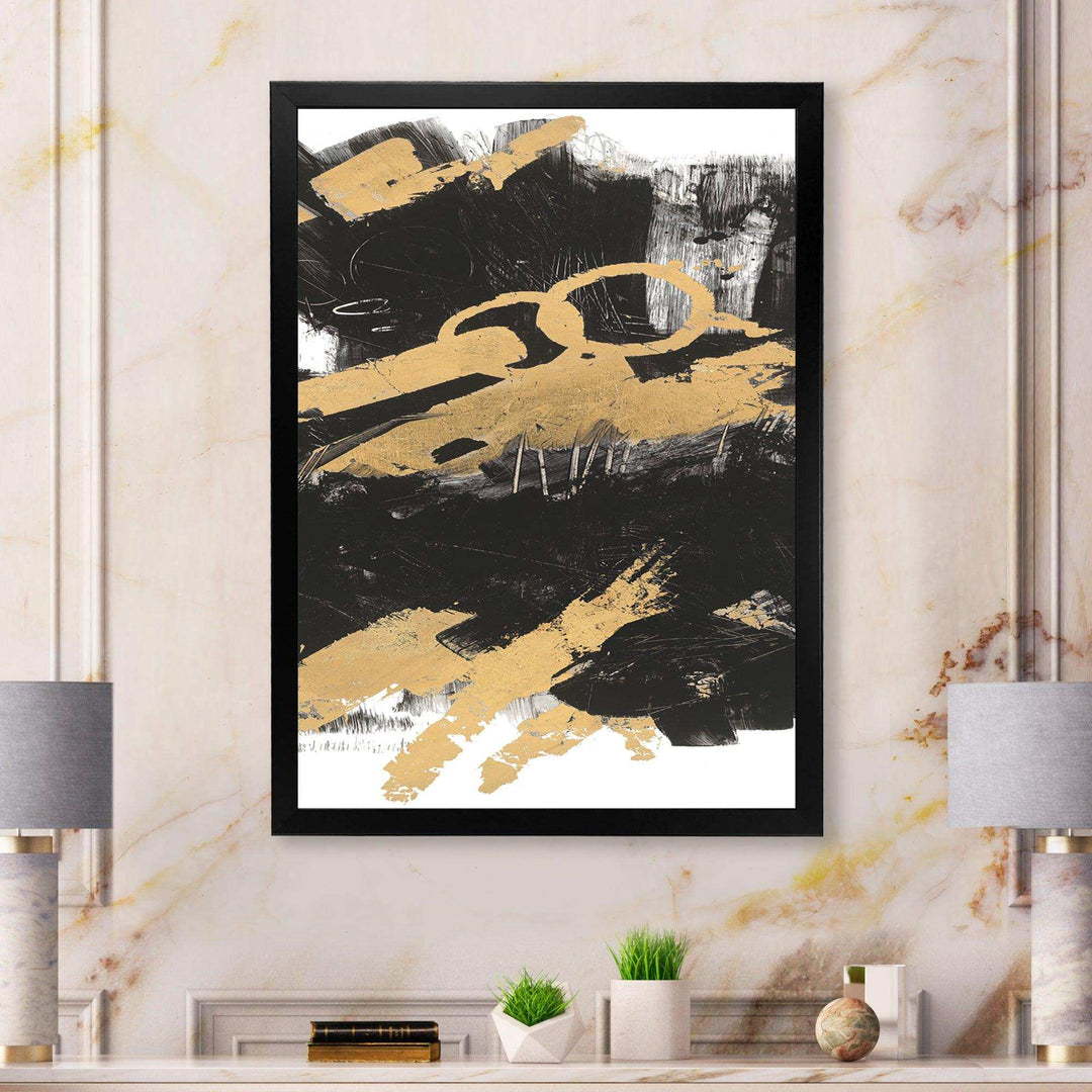 Gold and Black drift IV - Modern Living Room Wall Decor