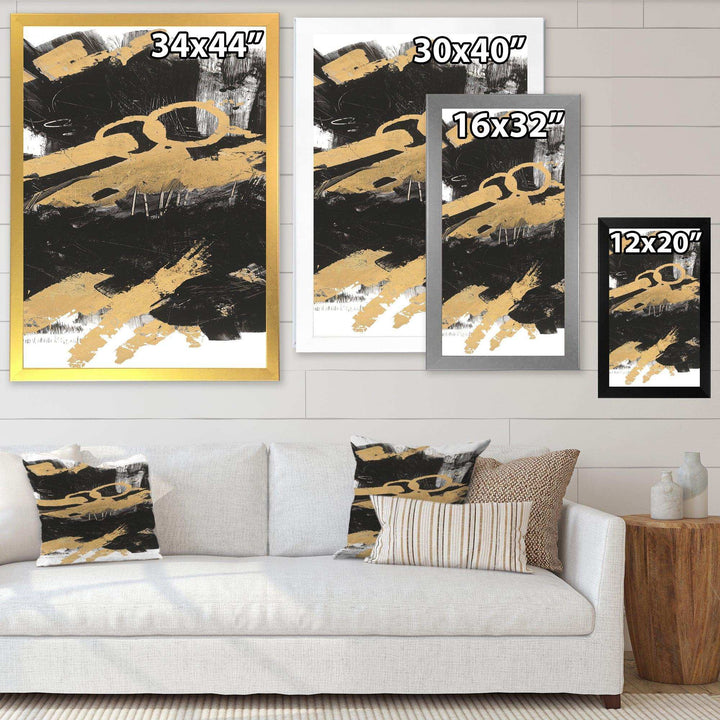 Gold and Black drift IV - Modern Living Room Wall Decor