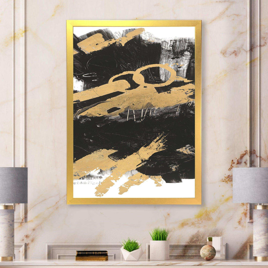 Gold and Black drift IV - Modern Living Room Wall Decor