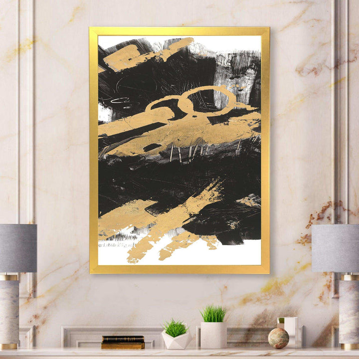 Gold and Black drift IV - Modern Living Room Wall Decor