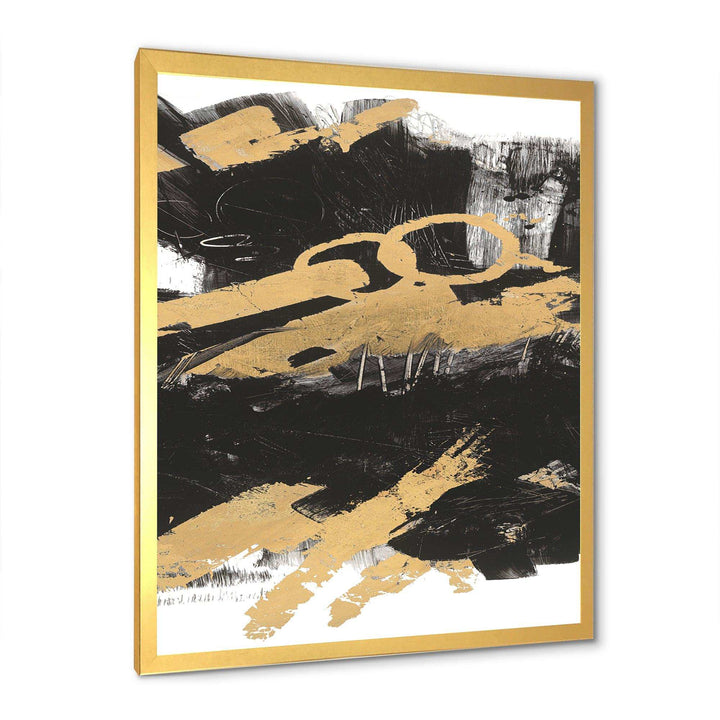 Gold and Black drift IV - Modern Living Room Wall Decor
