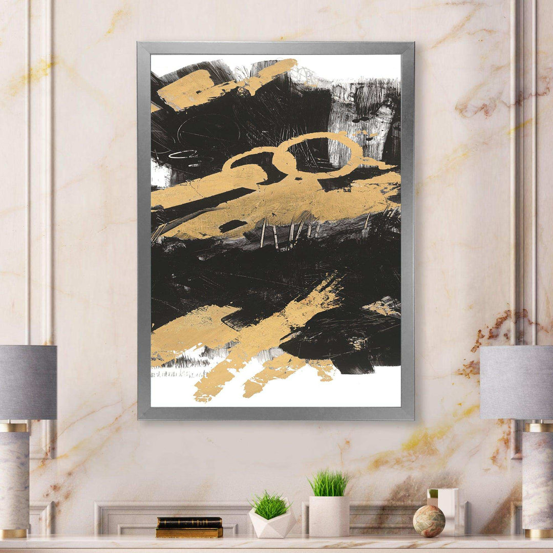 Gold and Black drift IV - Modern Living Room Wall Decor