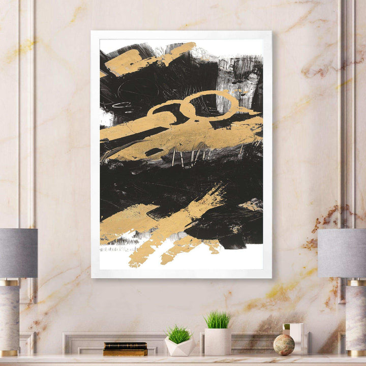 Gold and Black drift IV - Modern Living Room Wall Decor
