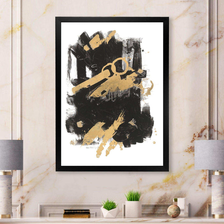 Gold and Black drift I - Modern Canvas Wall Art