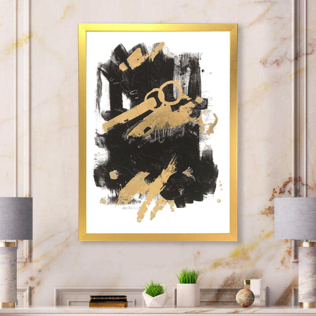 Gold and Black drift I - Modern Canvas Wall Art
