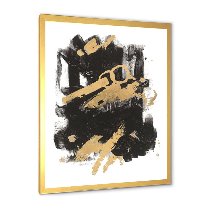 Gold and Black drift I - Modern Canvas Wall Art