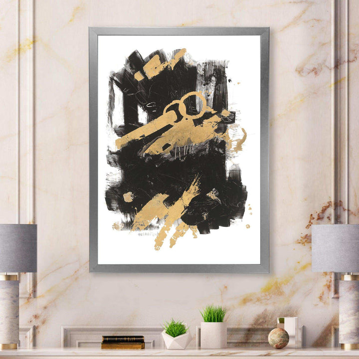 Gold and Black drift I - Modern Canvas Wall Art