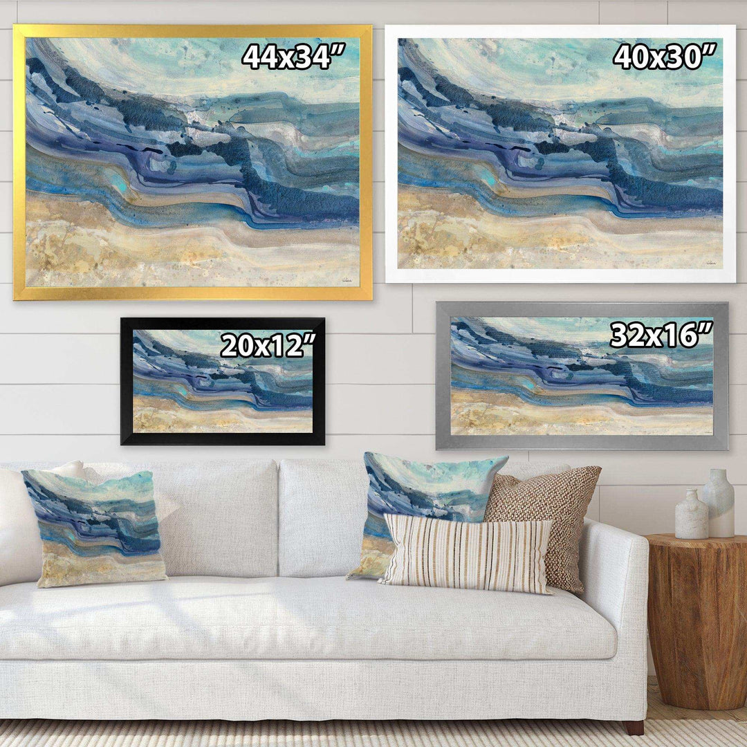 Coast Blue Sea Waves Watercolour - Nautical &amp; Coastal Canvas Wall Art