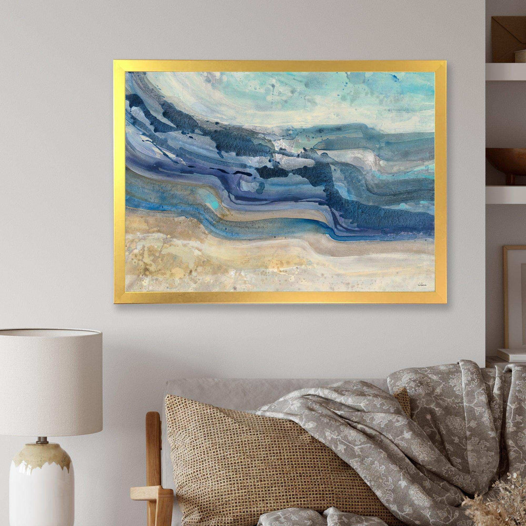Coast Blue Sea Waves Watercolour - Nautical &amp; Coastal Canvas Wall Art