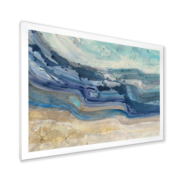 Coast Blue Sea Waves Watercolour - Nautical &amp; Coastal Canvas Wall Art