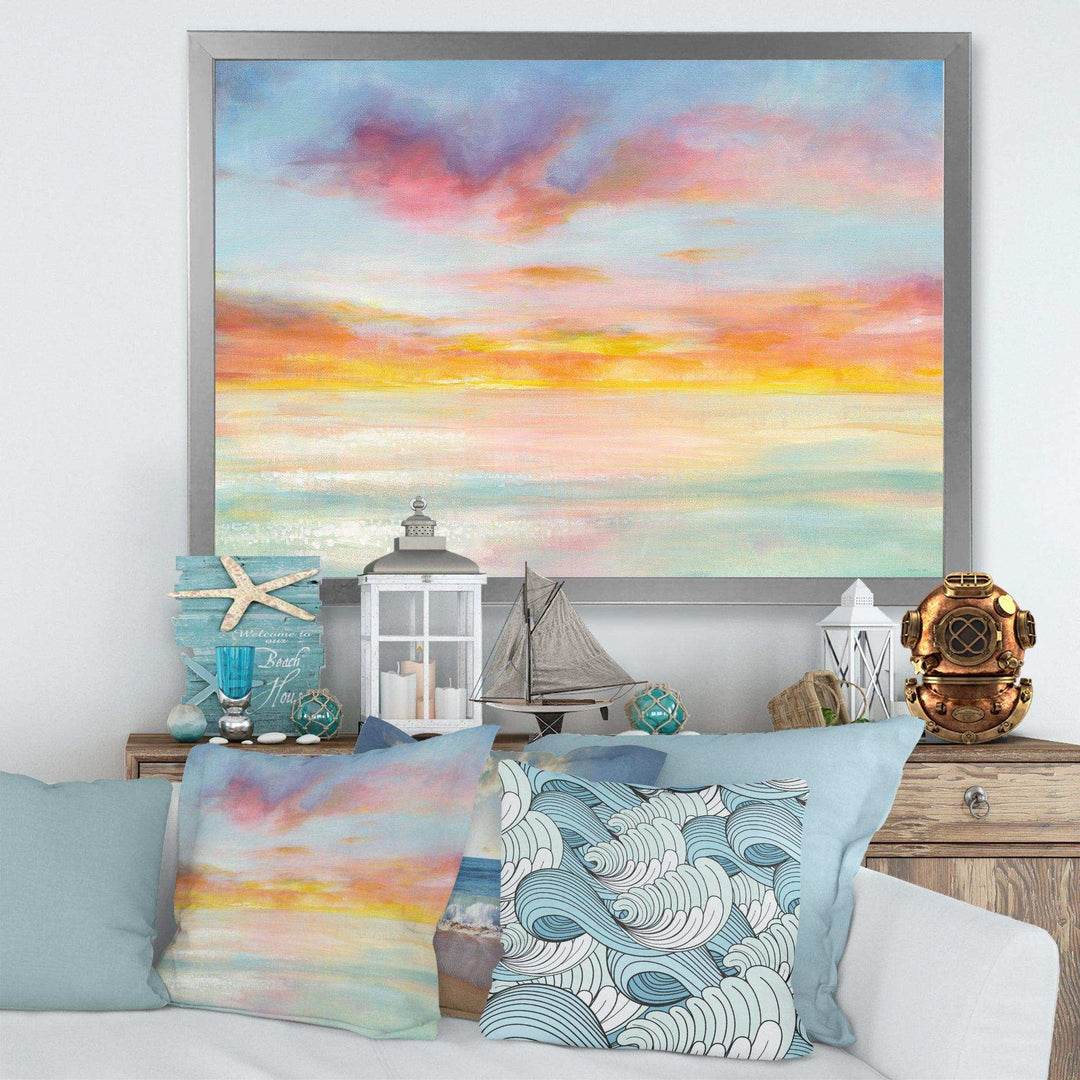 Pastel Pink And Blue Clouds - Nautical &amp; Coastal Wall Art Prints