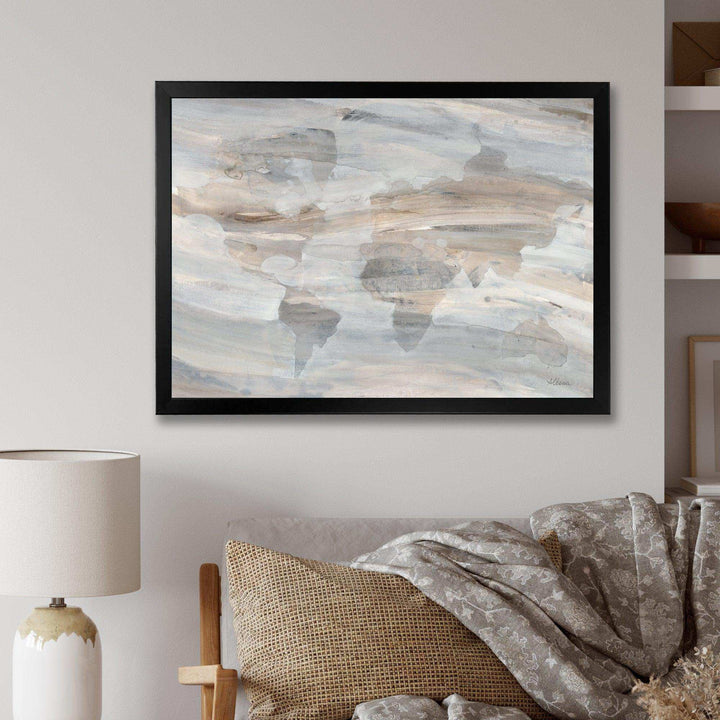 Misty World Map - Traditional Canvas Wall Art