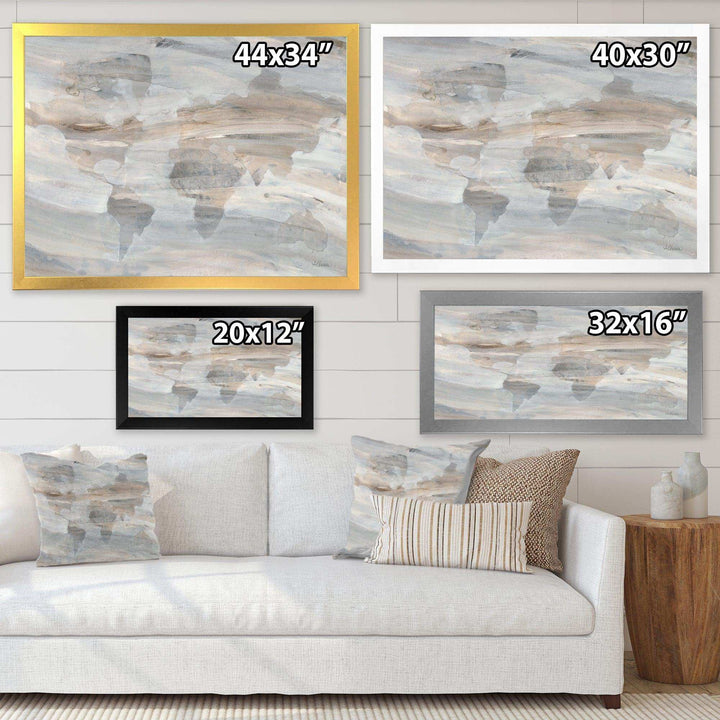 Misty World Map - Traditional Canvas Wall Art