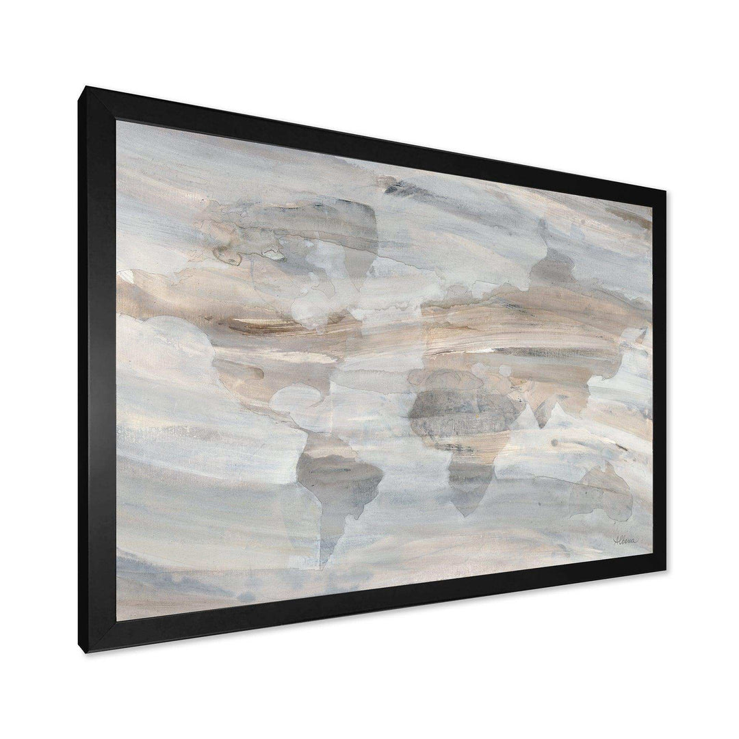 Misty World Map - Traditional Canvas Wall Art