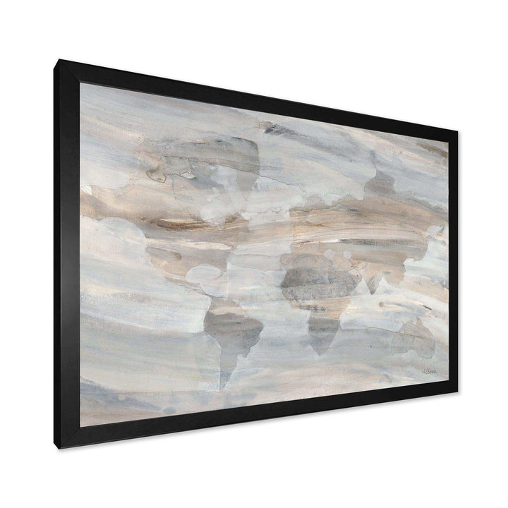 Misty World Map - Traditional Canvas Wall Art