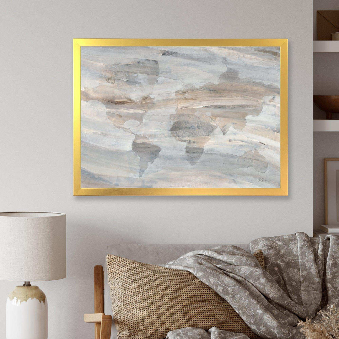 Misty World Map - Traditional Canvas Wall Art