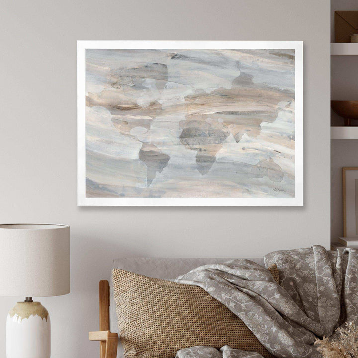Misty World Map - Traditional Canvas Wall Art