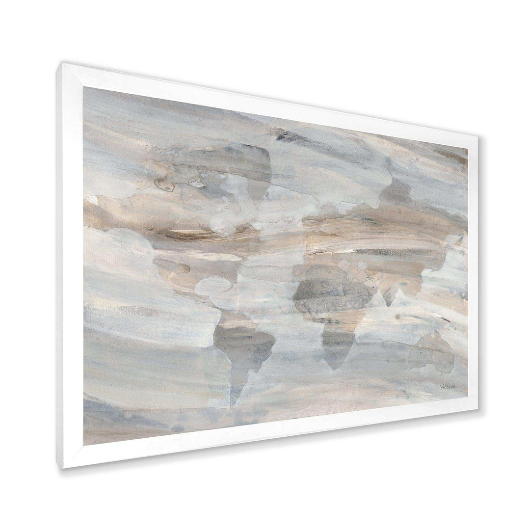 Misty World Map - Traditional Canvas Wall Art