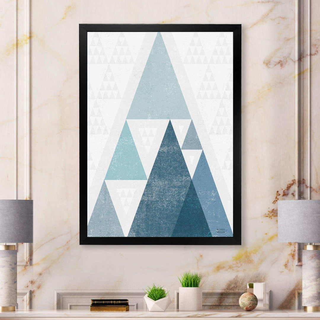 minimal Triangles III Blue - Mid-Century Modern Living Room Wall Decor