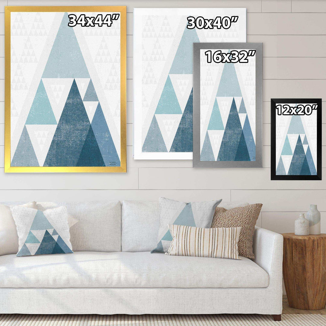 minimal Triangles III Blue - Mid-Century Modern Living Room Wall Decor