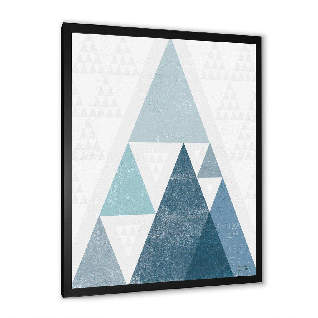 minimal Triangles III Blue - Mid-Century Modern Living Room Wall Decor