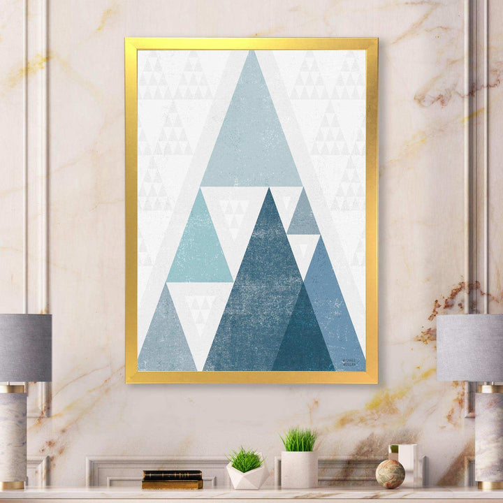 minimal Triangles III Blue - Mid-Century Modern Living Room Wall Decor