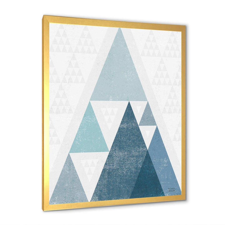minimal Triangles III Blue - Mid-Century Modern Living Room Wall Decor