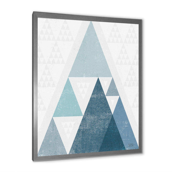 minimal Triangles III Blue - Mid-Century Modern Living Room Wall Decor