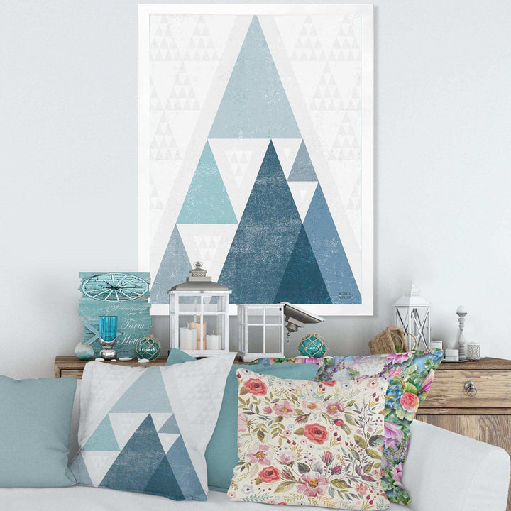 minimal Triangles III Blue - Mid-Century Modern Living Room Wall Decor