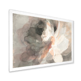 Abstract Peony Grey Framed Print Matte White - 1.5" Width
