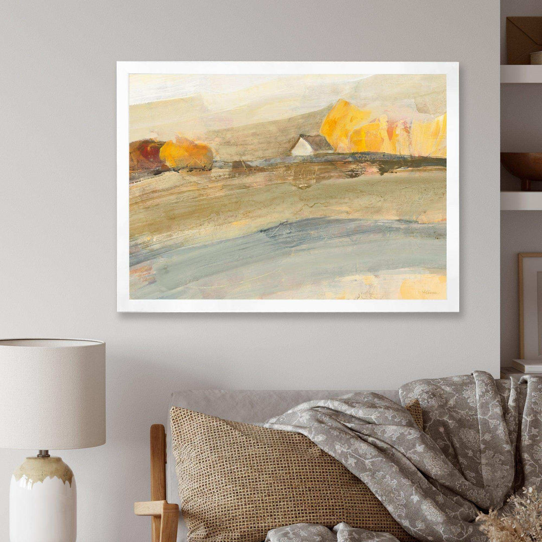 Orange Brown Farm House - Farmhouse Bedroom Wall Art
