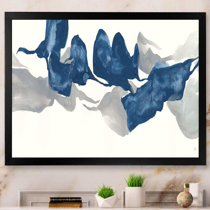 Gouache Sapphire on Gray - Modern Living Room Wall Decor