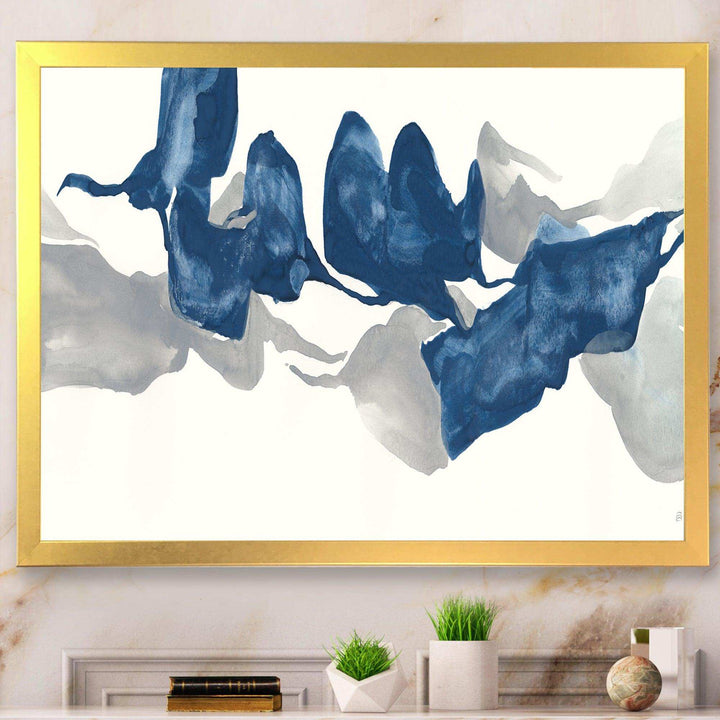 Gouache Sapphire on Gray - Modern Living Room Wall Decor