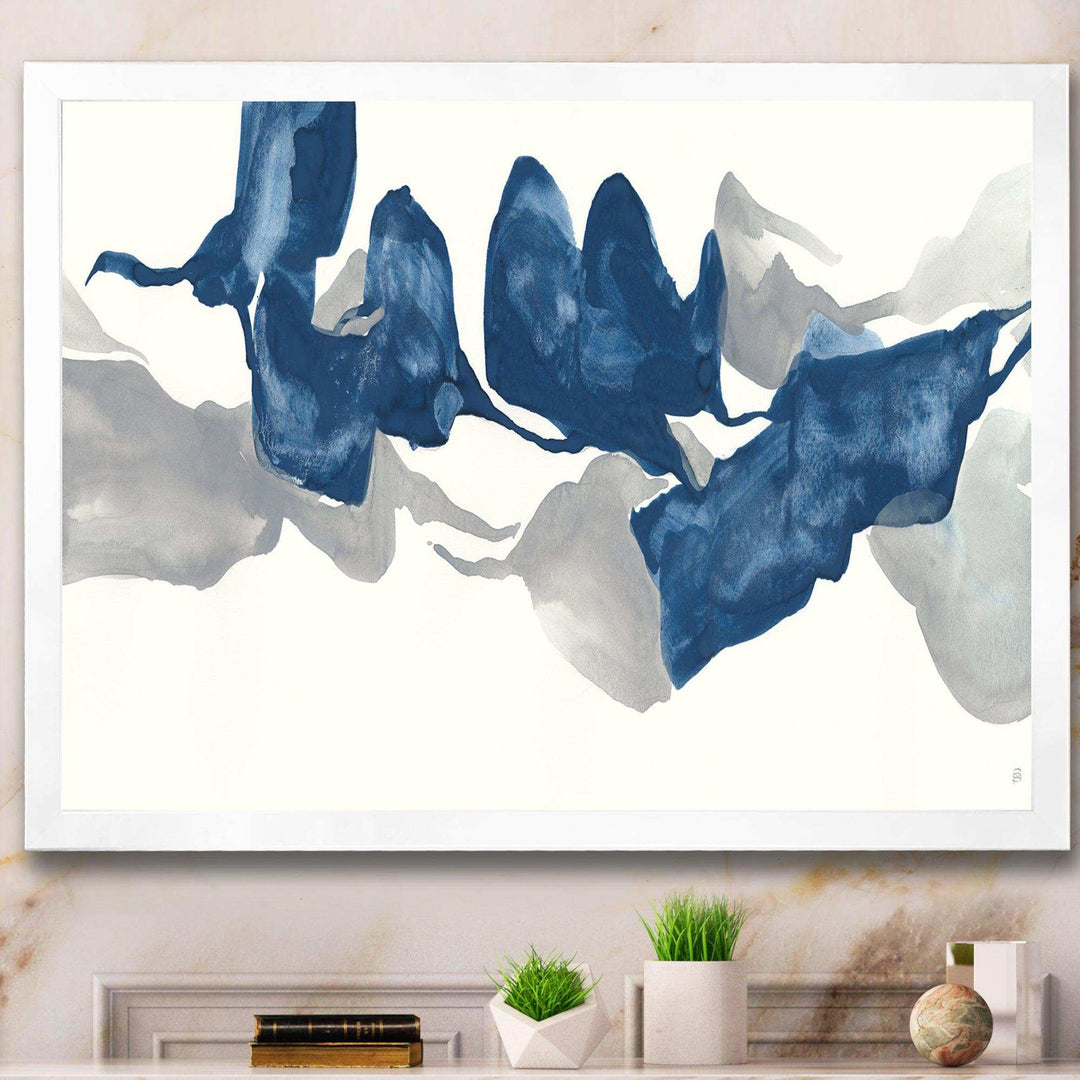 Gouache Sapphire on Gray - Modern Living Room Wall Decor