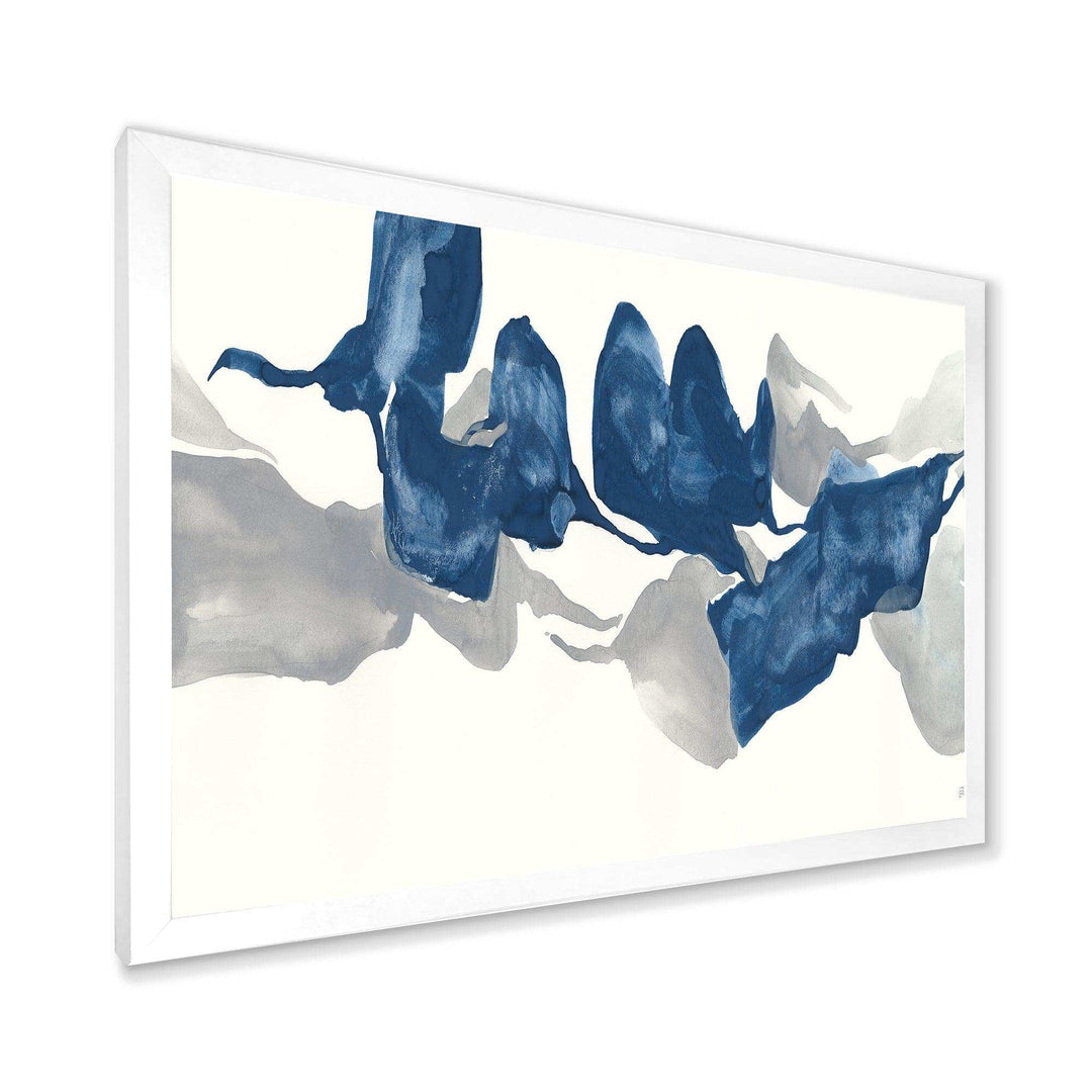 Gouache Sapphire on Gray - Modern Living Room Wall Decor