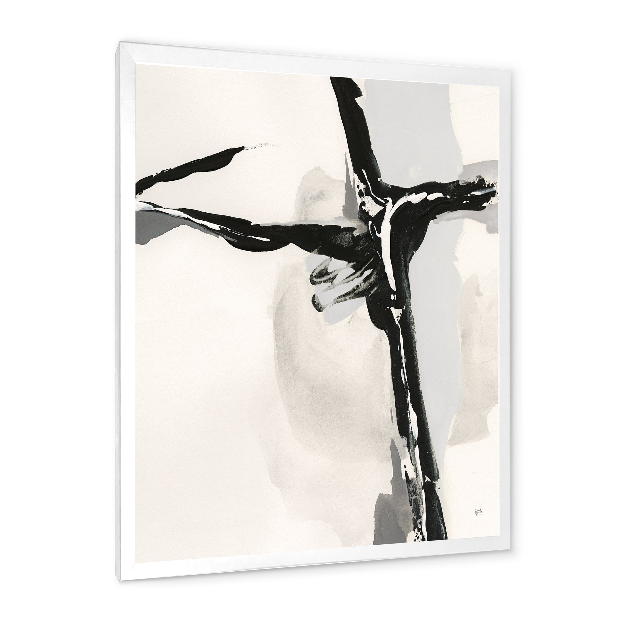 Abstract Neutral II Framed Print Matte White - 1.5" Width