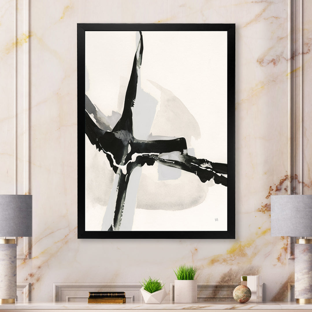 Abstract Neutral I Framed Print Vibrant Black - 1.5" Width