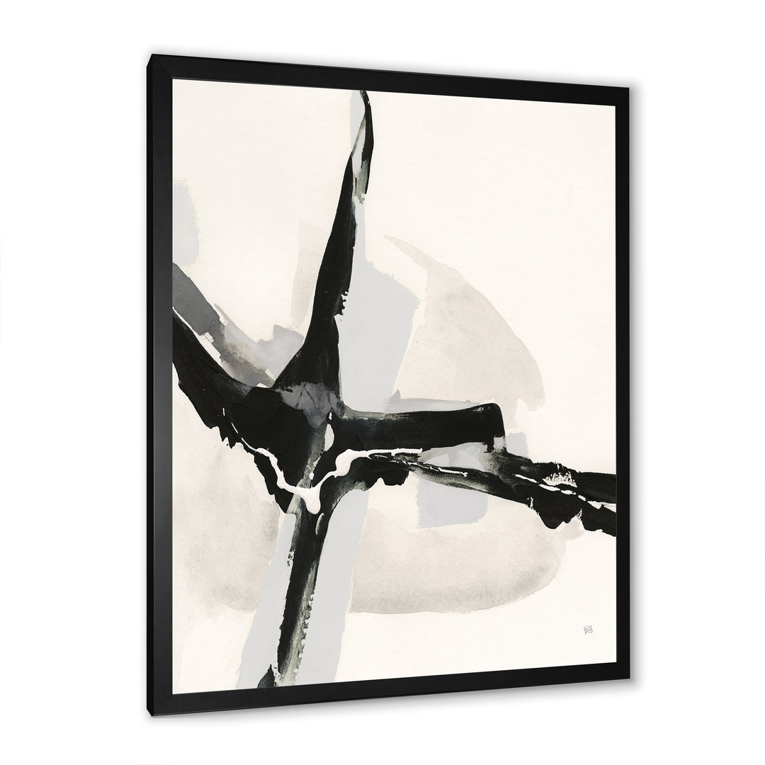 Abstract Neutral I Framed Print Vibrant Black - 1.5" Width