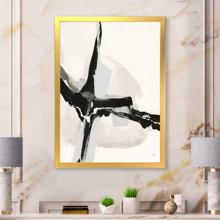 Abstract Neutral I Framed Print Vibrant Gold - 1.5" Width