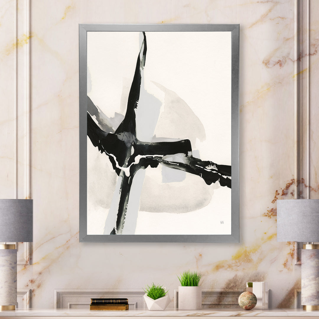 Abstract Neutral I Framed Print Matte White - 1.5" Width