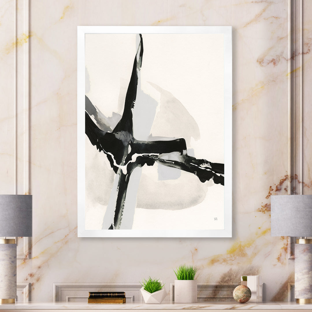 Abstract Neutral I Framed Print Matte White - 1.5" Width