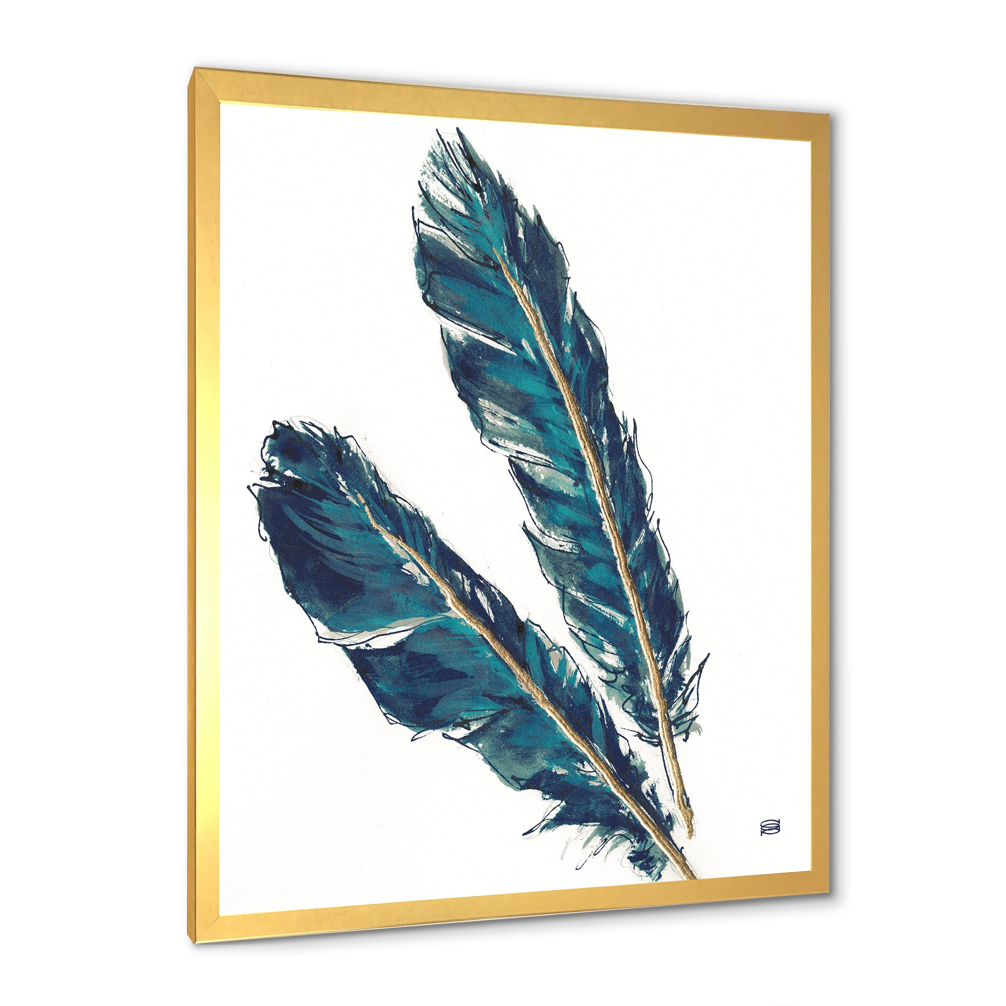 Gold Indigo Feathers III