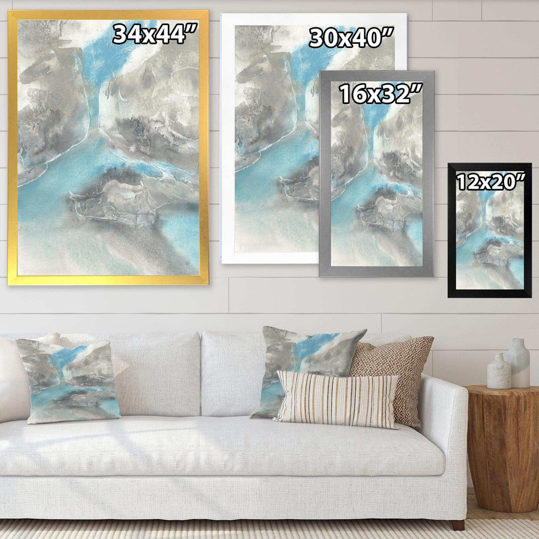 Watercolor Minimal Blue Tones II - Mid-Century Modern Living Room Wall Decor