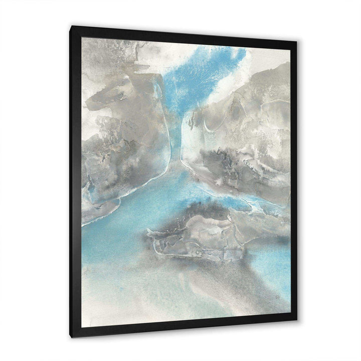 Watercolor Minimal Blue Tones II - Mid-Century Modern Living Room Wall Decor