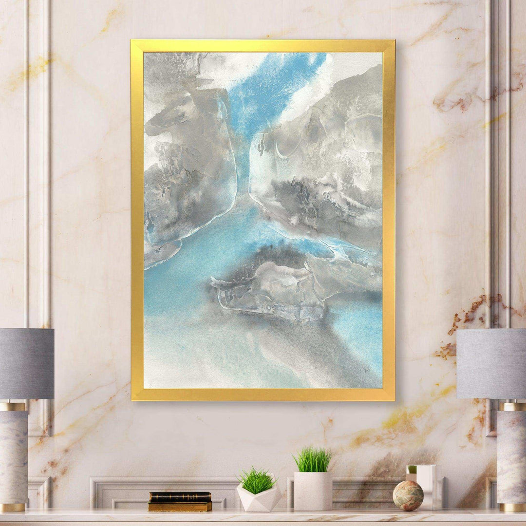 Watercolor Minimal Blue Tones II - Mid-Century Modern Living Room Wall Decor