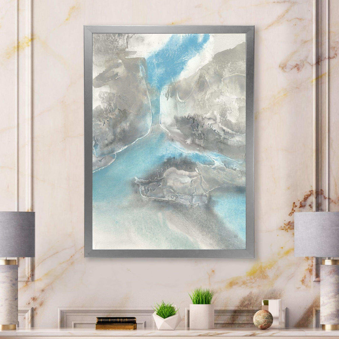 Watercolor Minimal Blue Tones II - Mid-Century Modern Living Room Wall Decor