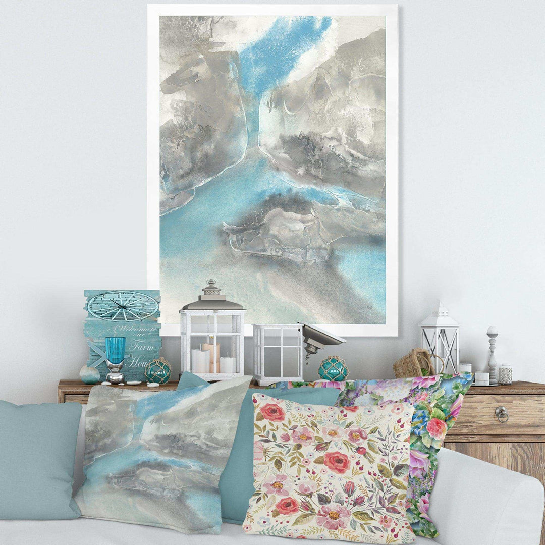 Watercolor Minimal Blue Tones II - Mid-Century Modern Living Room Wall Decor